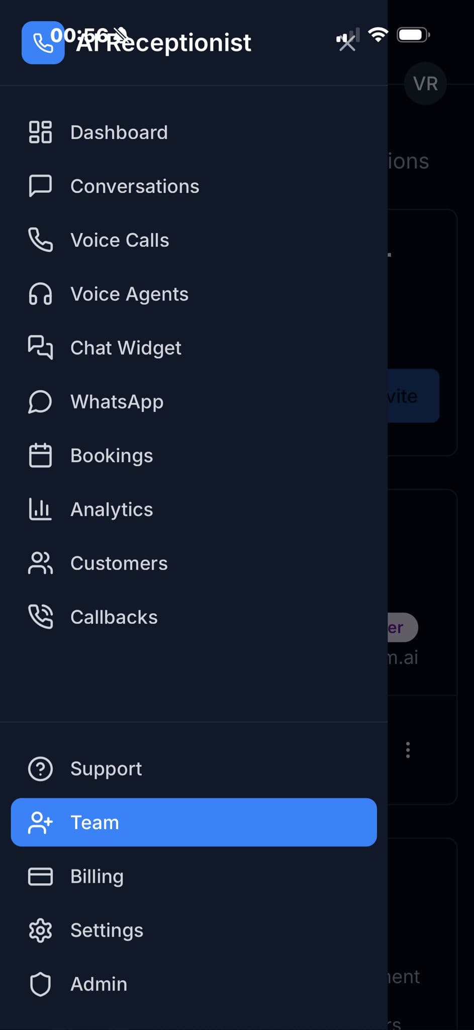AI Receptionist Dashboard